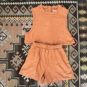 FREE PEOPLE 
Rust Sleeveless Crop Top and Shorts Set